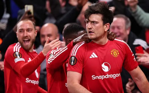 Harry Maguire celebration, man united vs lyon